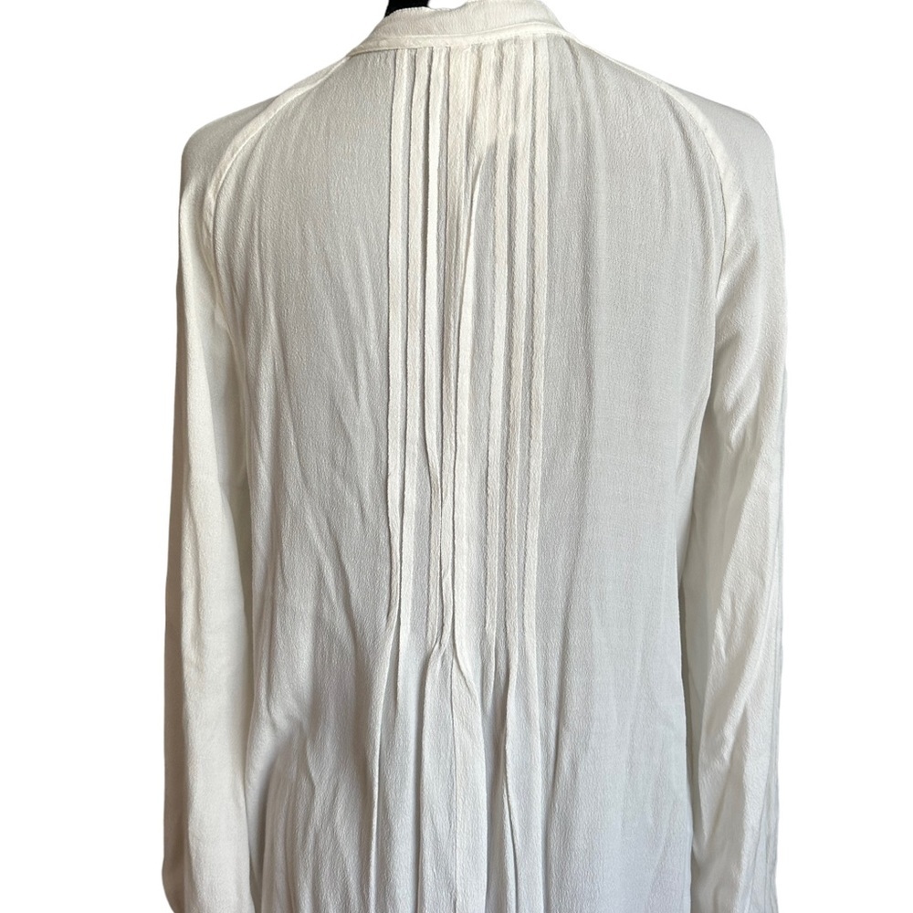 H&M White Long Sleeve Pleated Midi Dress Size 6 - Picture 5 of 17
